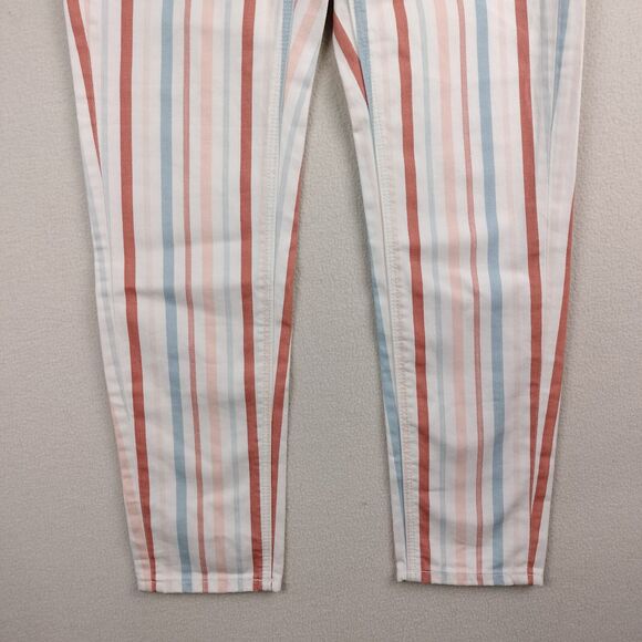 American Eagle Jeans Womens Size 00 Multicolor Striped Denim Taper Mom Pants Y2K - Picture 4 of 16